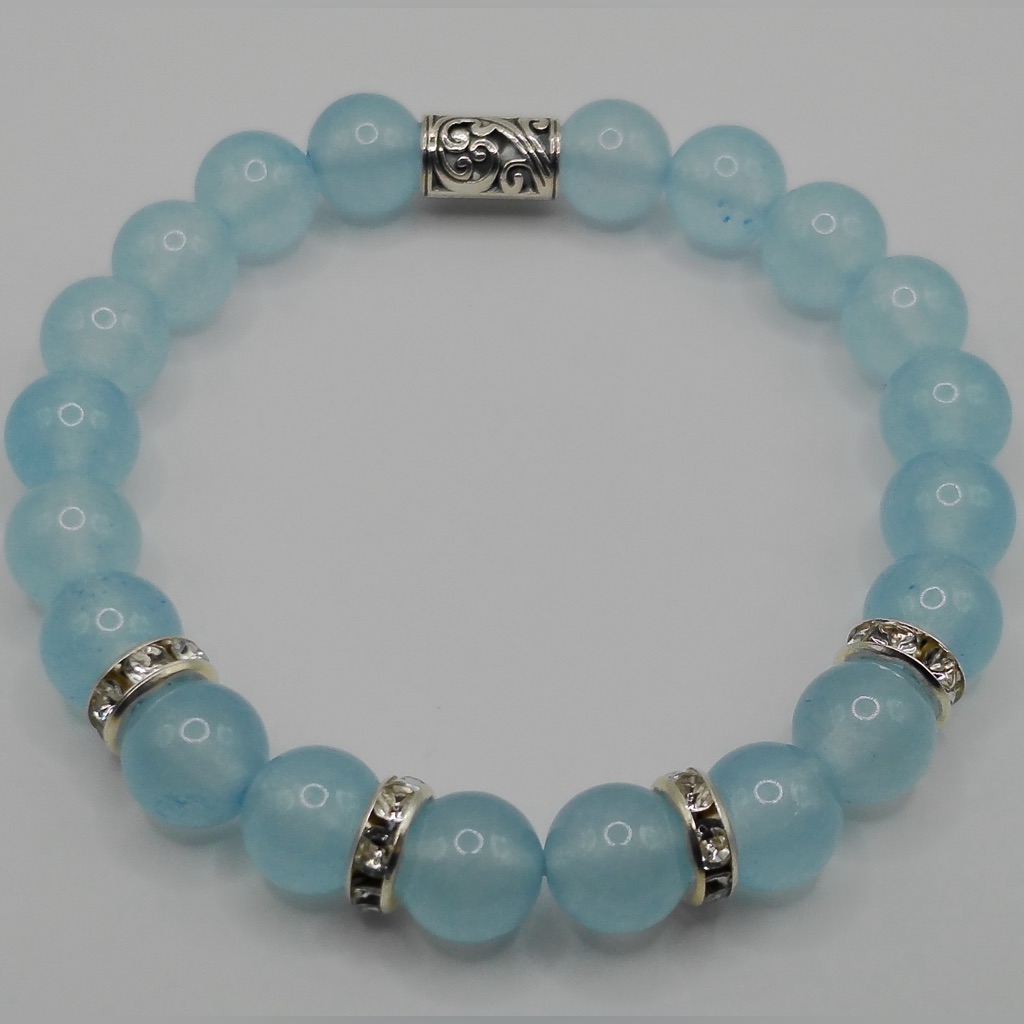 Aaa Aquamarine Gemstone Bracelet With Silvery Bling!
